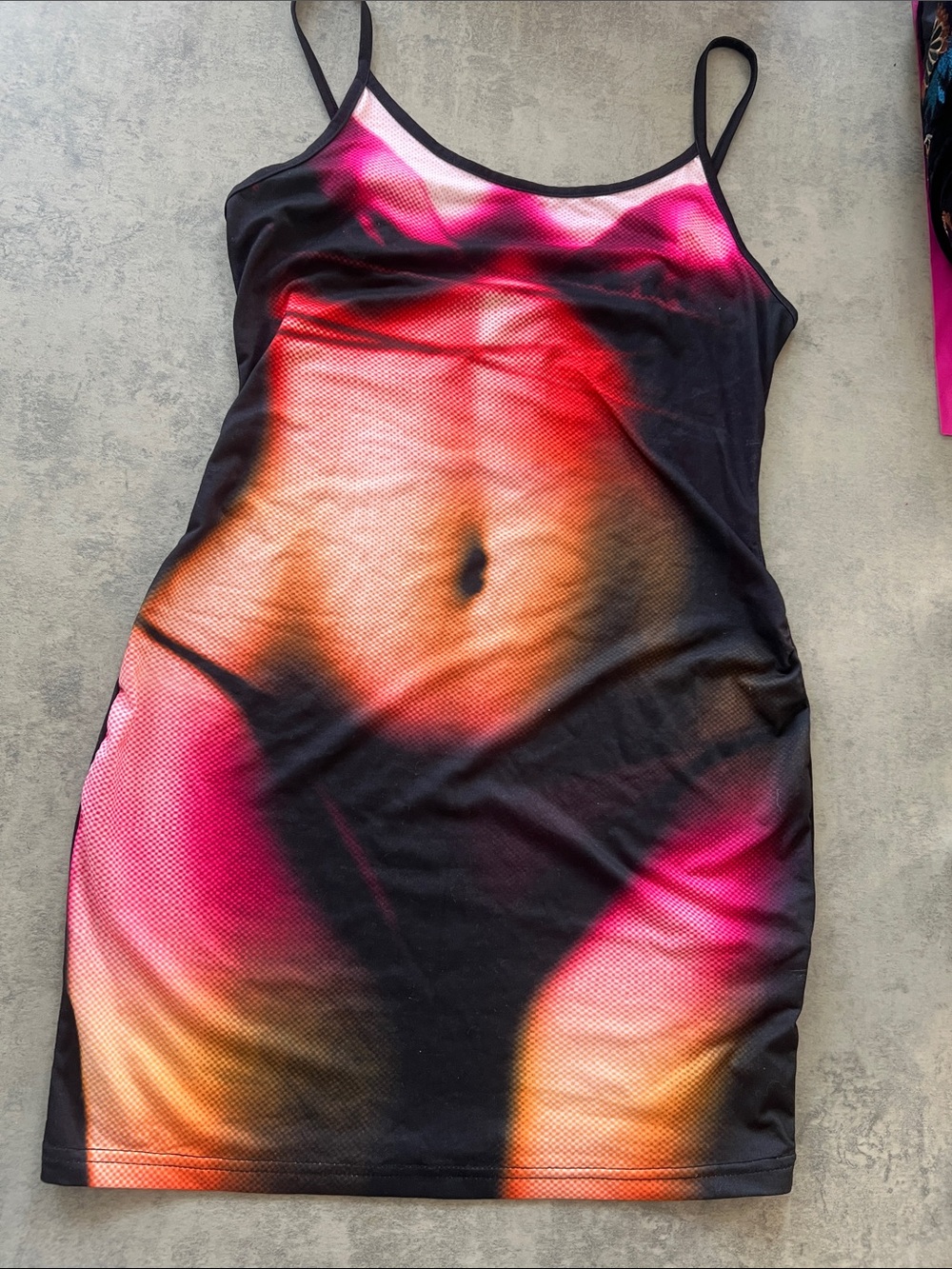 SHEIN Black Pink Orange Gradient Mini Dress
